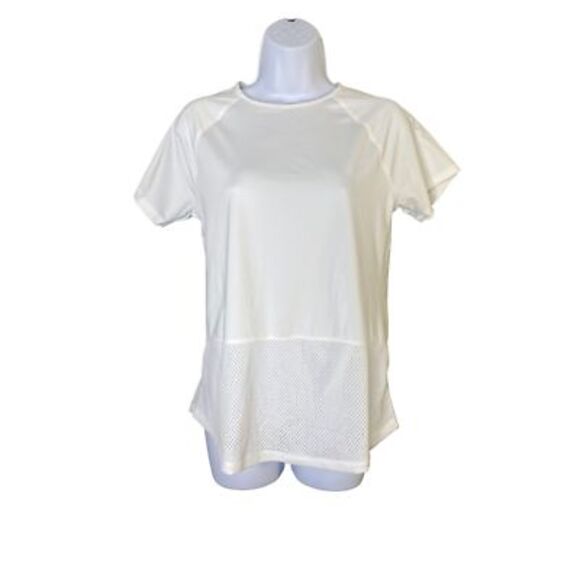 Under Armour Womens Pullover Top Shirt White Short‎ Sleeve Jewel Neck Mesh M - Picture 1 of 6